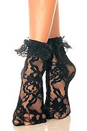 Ankle socks, ruffles, floral lace