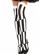 Thigh high stay-ups, opaque fabric, thick stripes