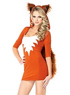 Female fox, costume dress, faux fur, tail, ears