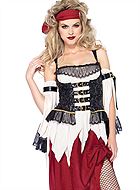 Female pirate, costume dress, venice lace, buckle, tatters
