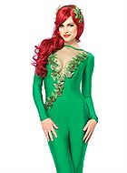Poison Ivy, costume catsuit, mesh inlay, leaves