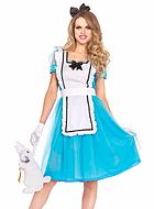 Alice in Wonderland, costume dress, ruffles, apron, puff sleeves
