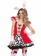 Female White Rabbit from Alice in Wonderland, costume dress, lace trim, hearts