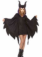 Maleficent from Sleeping Beauty, costume dress, front zipper, horns, tatters