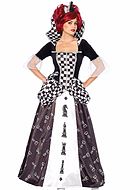 Chess queen, costume dress, stay up collar, checkered pattern