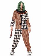 Jokeren fra Batman, kostymetopp og -bukser, dusk-knapper, harlekin med striper og ruter