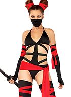 Female ninja (aka kunoichi), teddy costume, sash, strappy front