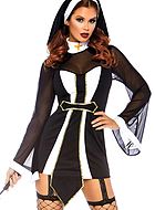 Nun, costume dress, mesh inlay, bell sleeves