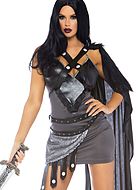 Ancient Roman female warrior, costume dress, sequins, belt