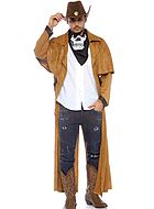Cowboy, Kostüm-Mantel, Wildlederimitat, rückseitiger Schlitz