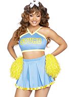 Cheerleader, Kostüm mit Top und Rock, Satin-Besatz, Plissee
