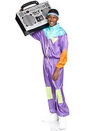 Men's 80s ski suit, costume jumpsuit, front zipper, colorful design