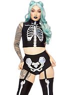 Skeleton, top and shorts costume, iridescent fabric