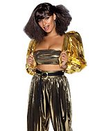 70s disco diva, costume top and pants, puff sleeves