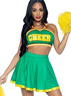 Cheerleader, Kostüm mit Top und Rock, Plissee, Bommel, Streifen