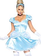 Cinderella, costume dress, ruffle trim, puff sleeves, choker