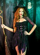 Hexe, Kostüm-Kleid, Ring, zerfetzte Ärmel, Spinnennetz