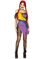 Doll, costume dress, crossing straps, tatters