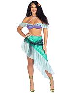 Ariel aus "Die kleine Meerjungfrau", Kostüm mit Top und Rock, Rüschenbesatz, off shoulder, Perlen