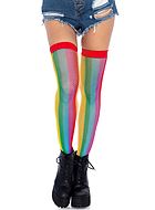 Thigh high stay-ups, net, rainbow color