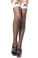 French maid, thigh high stay-ups, net, lace edge, bows