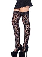 Thigh high stockings, lace, flowers