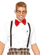 Nerd, costume set, suspenders, glasses, bow tie