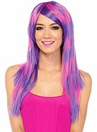 Female Cheshire Cat from Alice in Wonderland, long wig, layered cut, two tone color