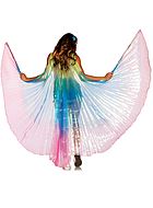 Egyptian goddess Isis, costume wings, iridescent fabric, pleats