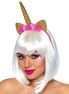 Unicorn (woman), costume headband, glitter, roses, ears, horn