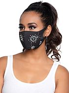 Fashion face mask / mouth cover, rhinestone flowers