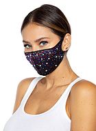 Fashion face mask / mouth cover, rhinestones, stars, multi-color