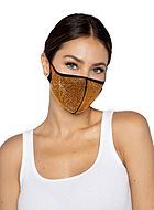 Fashion face mask / mouth cover, small rhinestones, gold