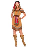 Pocahontas, kostyme-kjole, frynser, off-shoulder