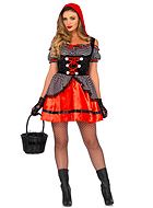 Red Riding Hood, costume dress, lacing, off shoulder, scott-checkered pattern