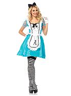 Alice in Wonderland, costume dress, bow, apron, puff sleeves