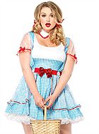 Dorothy fra Trollmannen fra Oz, kostyme-kjole, paljetter, seler, rutete mønster, XL til 4XL