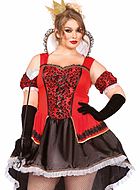 Queen, costume dress, lacing, ruffle trim, stay up collar, XL to 4XL