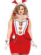 White Rabbit from Alice in Wonderland, costume dress, ruffles, hearts, XL to 4XL