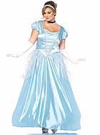 Cinderella, costume dress, satin, glitter, tulle, puff sleeves, plus size