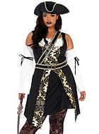 Female pirate captain, costume dress, brocade, belt, XL to 4XL