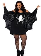 Spider (woman), costume dress, spider web, cold shoulder, XL to 4XL