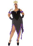 Ursula the sea witch from Little Mermaid, costume dress, ruffle trim, off shoulder, velvet, XL to 4XL