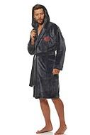 Men's bathrobe, terrycloth, long sleeves, pockets, hood