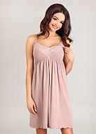 Nursing nightie, smooth and comfortable fabric, bows, easy open cups