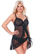 Babydoll with real bra cups, lace, ruffle trim, B to L-cup