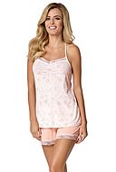 Top and shorts pajamas, lace trim, racerback, flowers
