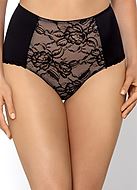Romantic high waist panties, lace panel, plain back, flowers
