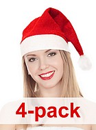 Santa Claus, costume hat, pom pom, 4-pack