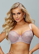 Luxurious full cup bra, embroidery, partially sheer cups